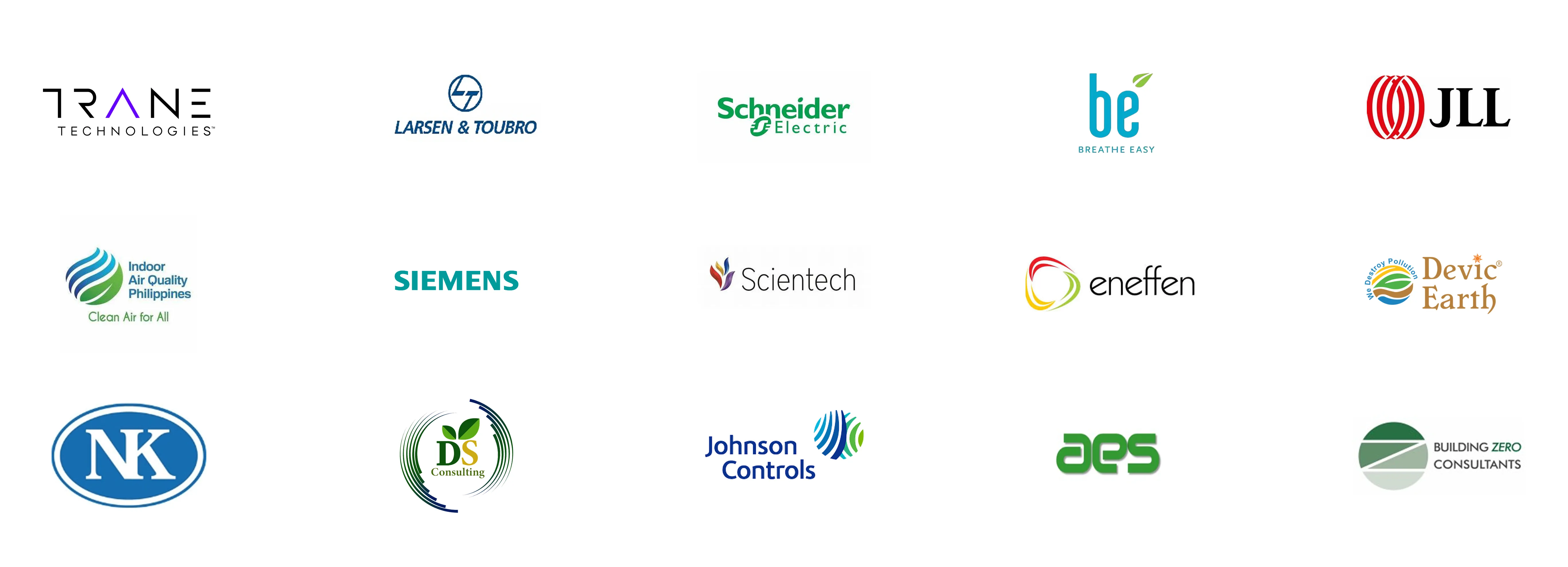 Partners: Trane, L&T, Schneider, Breathe Easy, JLL, IAQ Philippines, Siemens, Scientech, Eneffen, Devic Earth, Neelkanth Automation, DS Consulting, Johnson Controls, Air Exchange, Consultancy